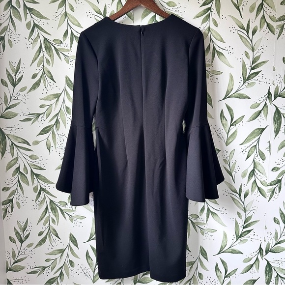 Liz Claiborne Knee Length Bell Sleeve Dress. Black with Polka Dots. Size 4. NWT. - Picture 3 of 9